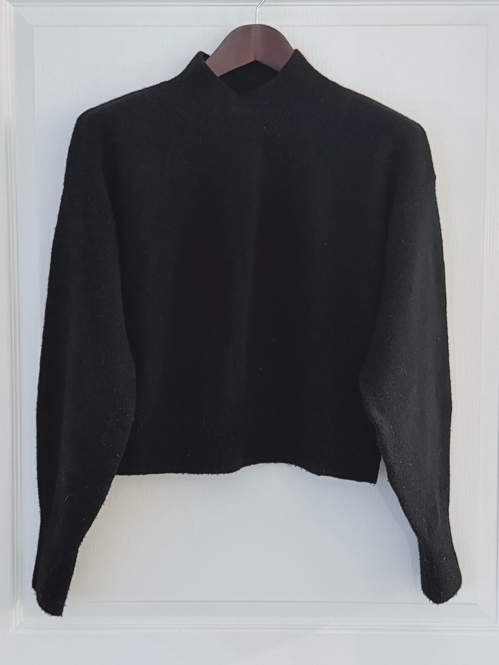 & Other Stories Black Mock Neck Cropped Sweater